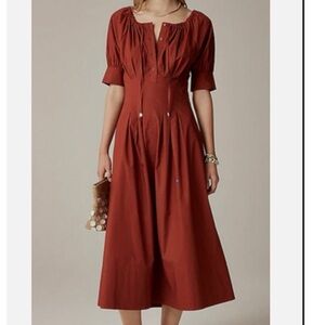 NWT J. Crew Cinched-Waist Shirt Boho Style Dress 8T Brilliant Mahogany